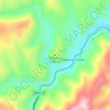 Carte topographique El Barro, altitude, relief