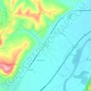Carte topographique Canove, altitude, relief