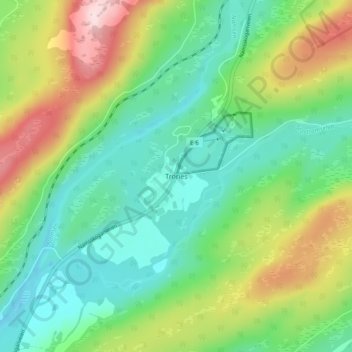 Carte topographique Trones, altitude, relief