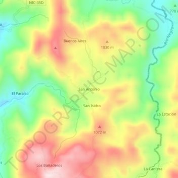 Carte topographique San Antonio, altitude, relief