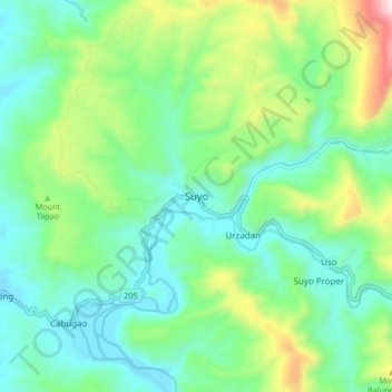 Carte topographique Suyo, altitude, relief