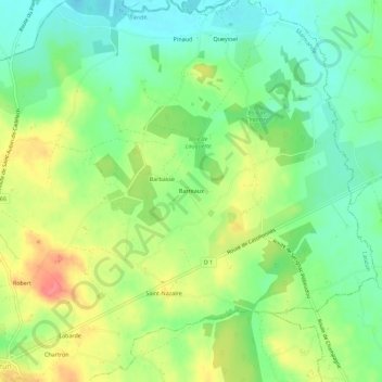 Carte topographique Barreaux, altitude, relief