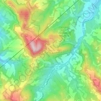 Carte topographique Brento, altitude, relief