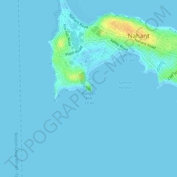 Carte topographique Baileys Hill, altitude, relief