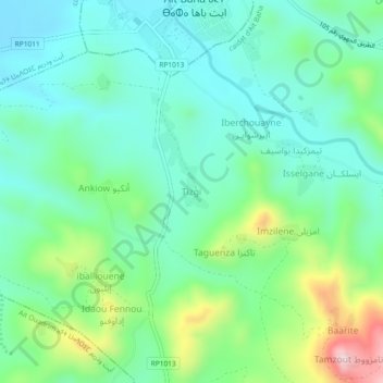 Carte topographique Tizgi, altitude, relief