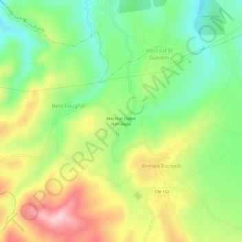 Carte topographique Mechtat Ouled Hamouda, altitude, relief