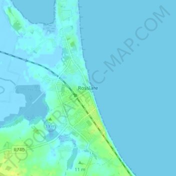 Carte topographique Rosslare, altitude, relief