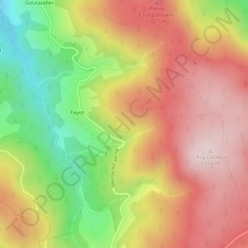 Carte topographique Le Roc Pointu, altitude, relief