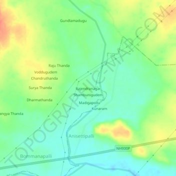 Carte topographique Rajendranagar, altitude, relief