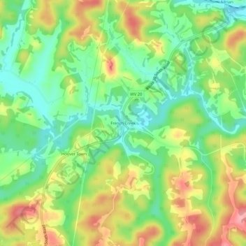Carte topographique French Creek, altitude, relief