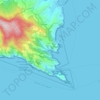 Carte topographique Paraggi, altitude, relief