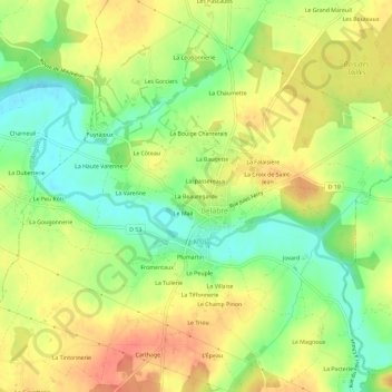 Carte topographique La Beauregarde, altitude, relief