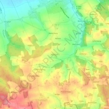Carte topographique Wimbach, altitude, relief