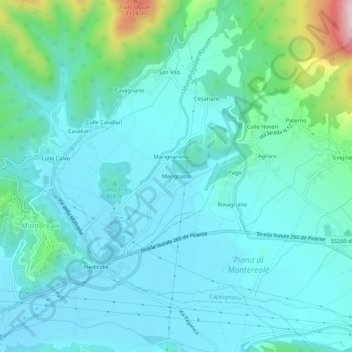 Carte topographique Marignano, altitude, relief