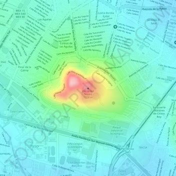 Carte topographique Cerro del Tesoro, altitude, relief