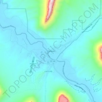 Carte topographique Gateway, altitude, relief