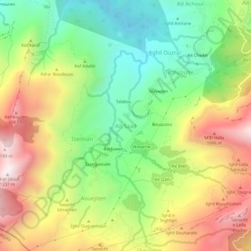 Carte topographique Aït Saad, altitude, relief