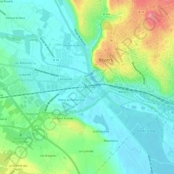 Carte topographique Le Faubourg, altitude, relief