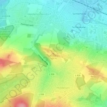 Carte topographique Vietberg, altitude, relief