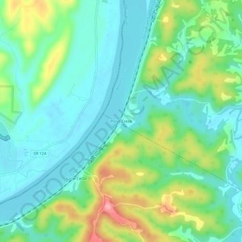 Carte topographique Pond Creek, altitude, relief