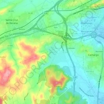 Carte topographique Igollo, altitude, relief