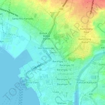 Carte topographique Tramo, altitude, relief