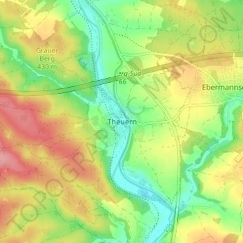 Carte topographique Theuern, altitude, relief