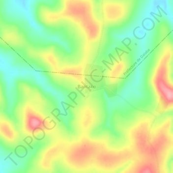 Carte topographique Bantako, altitude, relief