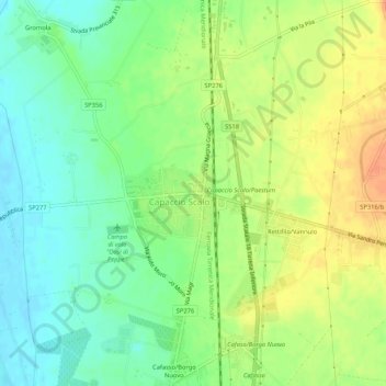 Carte topographique Capaccio Scalo, altitude, relief