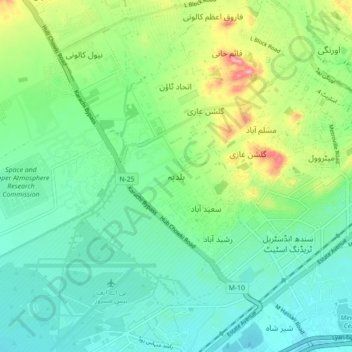 Carte topographique Baldia, altitude, relief