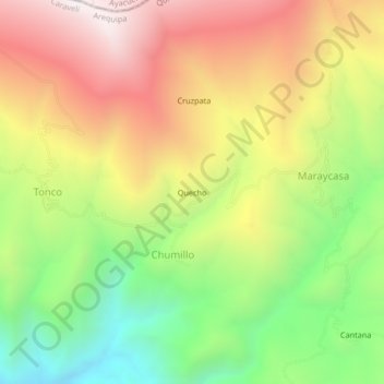 Carte topographique Quecho, altitude, relief