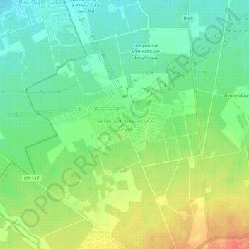 Carte topographique Belaouadi, altitude, relief