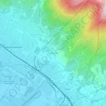 Carte topographique Quinto Alto, altitude, relief