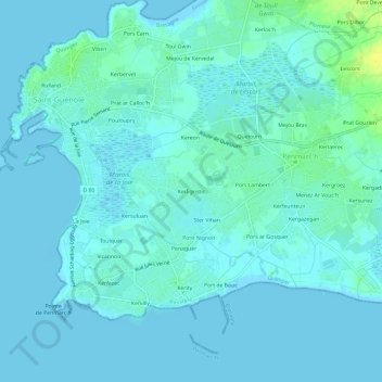 Carte topographique Kerligristic, altitude, relief