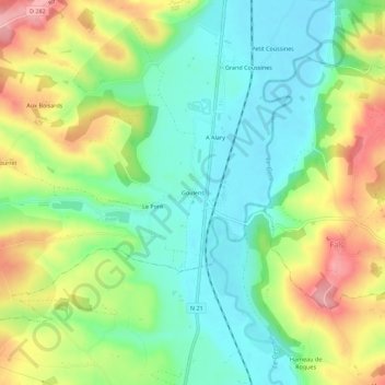 Carte topographique Goulens, altitude, relief