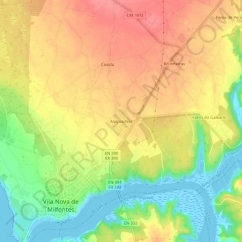 Carte topographique Alagoachos, altitude, relief