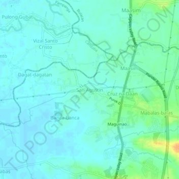 Carte topographique San Agustin, altitude, relief