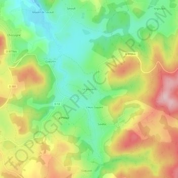 Carte topographique Le Boulard, altitude, relief