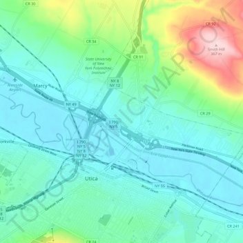 Carte topographique Deerfield, altitude, relief