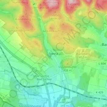 Carte topographique Steina, altitude, relief