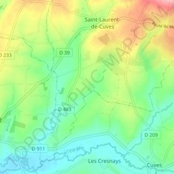 Carte topographique Les Planchettes, altitude, relief