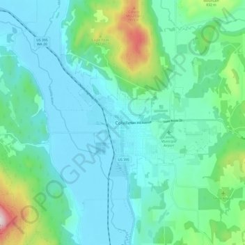 Carte topographique Colville, altitude, relief