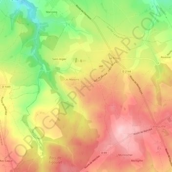 Carte topographique Durdat, altitude, relief