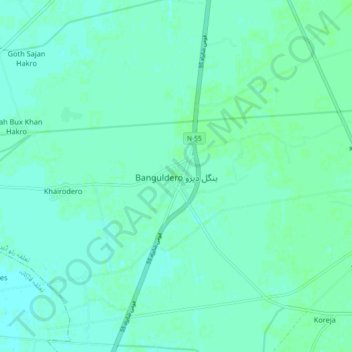 Carte topographique Bangul Dero, altitude, relief