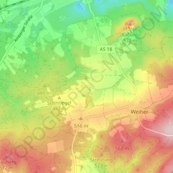 Carte topographique Kricklhof, altitude, relief