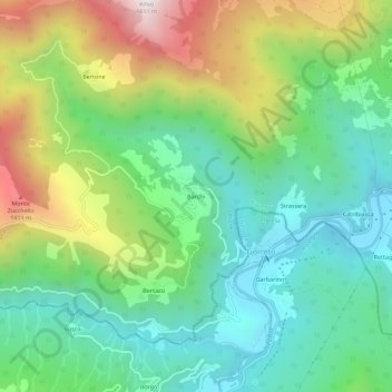Carte topographique Barchi, altitude, relief