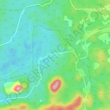 Carte topographique Nkoumissé, altitude, relief