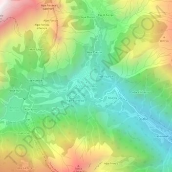 Carte topographique Antronapiana, altitude, relief