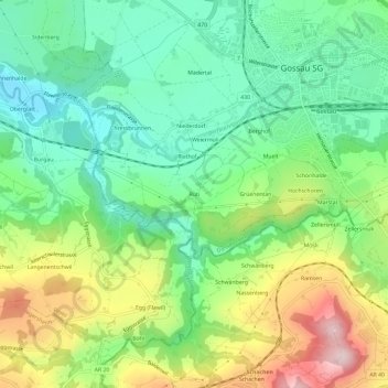 Carte topographique Rüti, altitude, relief