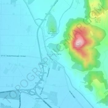 Carte topographique Bagno Roselle, altitude, relief